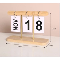 Wood Color Modern Minimalist Wooden Flip Calendar – Stylish Desktop Calendar for Home, Office, and Study Room