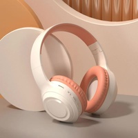 Off White and Orange Wireless Headphones - 400mAh, 16H Playtime, SD Card &amp; Aux Support
