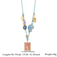 Pink Pendant Style Colorful Necklace for Women - Trendy Hand &amp; Shell Jewelry Set