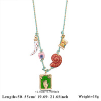 Green Pendant Style Colorful Necklace for Women - Trendy Hand &amp; Shell Jewelry Set