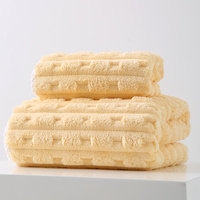Yellow Thickened Coral Fleece Towel Set, Large Bath Towel &amp; Face Towel Combo, Soft &amp; Absorbent Towels for Home Use