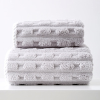 Grey Thickened Coral Fleece Towel Set, Large Bath Towel &amp; Face Towel Combo, Soft &amp; Absorbent Towels for Home Use