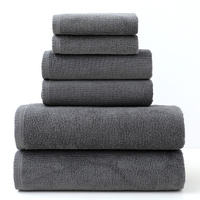 Grey Premium Cotton Towel Set - 6 Pieces, Soft &amp; Absorbent Bath Towels for Adults