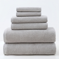 Light Gray Premium Cotton Towel Set - 6 Pieces, Soft &amp; Absorbent Bath Towels for Adults
