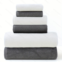 Gray and White Premium Cotton Towel Set - 6 Pieces, Soft &amp; Absorbent Bath Towels for Adults