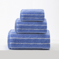 Blue Soft and Absorbent Cotton Towel Set | 3-Piece Luxury Bath Towels - Ideal for Adults, Face &amp; Bath Towels