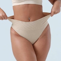 3 Pcs Size S Skin Microfiber High-Waisted Thong Underwear with Tummy Control - Slimming Comfort