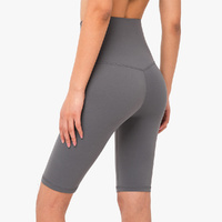 Size S Titanium Grey Seamless High-Waisted Yoga Shorts for Women - Tummy Control &amp; Butt Lifting Fitness Shorts