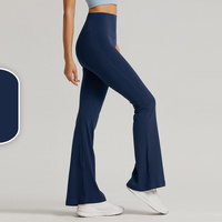 Dark Blue High-Waisted Lycra Yoga Bell-Bottom Pants for Women - Tummy Control &amp; Butt Lifting