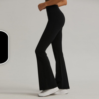 Black High-Waisted Lycra Yoga Bell-Bottom Pants for Women -Tummy Control &amp; Butt Lifting