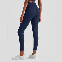 Size M Dark Blue High-Waisted Seamless Yoga Pants for Women - Tummy Control, Butt Lifting &amp; Back Waistband Pocket