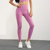 Size S Pink High-Waisted Seamless Yoga Pants for Women - Tummy Control, Butt Lifting &amp; Back Waistband Pocket