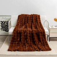 Dark Brown 100*160cm Plush Toscana Rabbit Hair Throw Blanket - Soft Flannel Fleece for All Seasons, Perfect for Couch &amp; Bed
