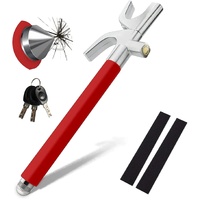 Red Multifunctional Car Steering Wheel Lock - Adjustable and Telescopic Anti-theft &amp; Window Breaker Safety Tool