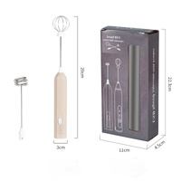 Khaki Electric Milk Frother Handheld - USB Rechargeable Milk Foamer with 2 Whisks - Perfect for Coffee, Lattes, Cappuccinos &amp; More