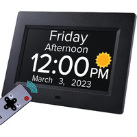 Black Crystal Clear 7-Inch Digital Day Clock with Auto Dimming &amp; Voice Assist - Perfect for Seniors