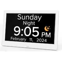 White 10.1-Inch Digital Clock with Medication Reminders &amp; Multi-Function Alarm - Ideal for Elderly Care