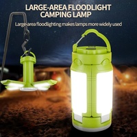 Green Foldable LED Camping Lantern with 6 Modes &amp; Type-C Output - 48LED, IPX4 Waterproof, 3 Styles