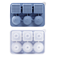 2 PCS Sphere &amp; Square Ice Cube Tray (Blue) - Novelty Silicone Ice Maker for Whiskey Cocktails