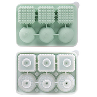 2 PCS Sphere &amp; Square Ice Cube Tray (Green) - Novelty Silicone Ice Maker for Whiskey Cocktails