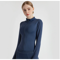 L Blue High-Stretch Slim Fit Yoga Jacket - Full Zip Workout Sports Jacket for Women