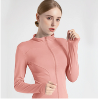 M Pink High-Stretch Slim Fit Yoga Jacket - Full Zip Workout Sports Jacket for Women