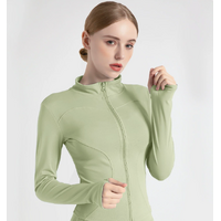 XXL Green High-Stretch Slim Fit Yoga Jacket - Full Zip Workout Sports Jacket for Women