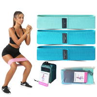 Blue Colour Scheme Fabric Resistance Bands Set - 3 Levels Non-Slip Hip Bands for Strength Training