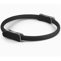2 PCS Black 38cm Pilates Ring Circle with Comfort Foam Handles for Core &amp; Muscle Toning