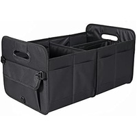 Black Foldable Car Storage Organizer Basket - 55x32x32cm with Handles, Easy to Fold