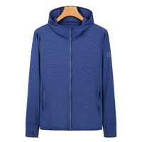 2XL Navy Blue Long Sleeve UV Protection Summer Breathable Knitted Ice Silk Outdoor Sun Protection Clothing - Unisex Thin Sunscreen Shirt