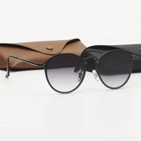 Black Frame Gradient Gray Round Sunglasses - Classic Retro Unisex Sunglasses for Driving &amp; Everyday Wear