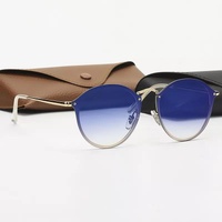 Gold Frame Gradient Blue Round Sunglasses - Classic Retro Unisex Sunglasses for Driving &amp; Everyday Wear