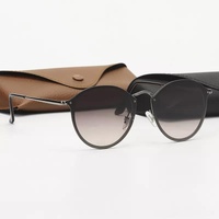 Gunmetal Gray Gradient Gray Round Sunglasses - Classic Retro Unisex Sunglasses for Driving &amp; Everyday Wear