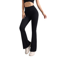 L Black High Waist Flare Yoga Pants - Women's Bootcut Leggings - Peach Lift, Quick Dry, Workout &amp; Fitness Pants