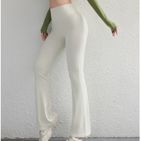 L White High Waist Flare Yoga Pants - Women's Bootcut Leggings - Peach Lift, Quick Dry, Workout &amp; Fitness Pants
