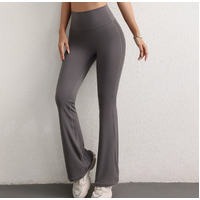 M Grey High Waist Flare Yoga Pants - Women&#39;s Bootcut Leggings - Peach Lift, Quick Dry, Workout &amp; Fitness Pants