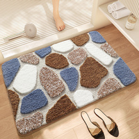 Blue Stone Bath Mat - Super Absorbent, Non-Slip Bathroom Floor Mat - 50x80cm