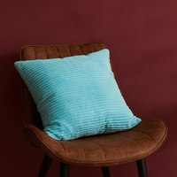 Sky Blue Set of 4 Corduroy Pillow Covers - Solid Color Minimalist Throw Cushion Covers - 45x45cm (Pillow Inserts are NOT Included)