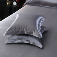Silver 2 PCS Faux Silk Pillow Covers - Cooling Ice Silk Satin Cushion Covers - 45x45cm