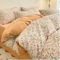 Tangerine Crush Thick Brushed Cotton 4-Piece Bed Sheet Set (1.5m Bed) - Fits 200x230cm Duvet