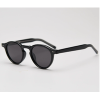 Black Retro Round Polarized Sunglasses - Black Frame - Fashion UV Protection