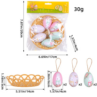 Rabbit Five Sets Of Six Each Easter Egg Hanging Ornament Set with Creative Woven Basket - Festive Decor for Home Scenes