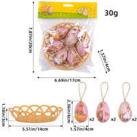 Two Rabbits  Five Sets Of Six Each Easter Egg Hanging Ornament Set with Creative Woven Basket - Festive Decor for Home Scenes