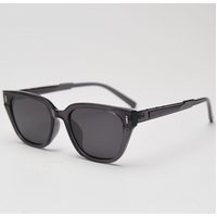 Transparent Gray All Gray Retro Small Frame Sunglasses - Black - UV Protection