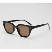 Bright Black Whole Tea Retro Small Frame Sunglasses - Black - UV Protection