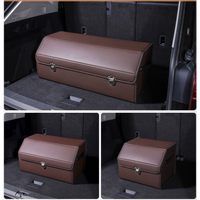 Medium Sized Brown Foldable Car Trunk Storage Box - Large Capacity Insertable Rear Organizer