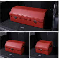 Medium Sized Burgundy Foldable Car Trunk Storage Box - Large Capacity Insertable Rear Organizer