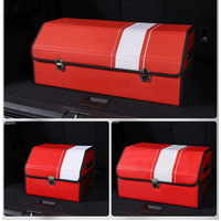 Extra Large Red-white Foldable Car Trunk Storage Box - Large Capacity Insertable Rear Organizer