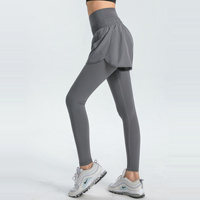 M Grey Women&#39;s High-Waist Athletic Skort with Built-In Shorts - Breathable Quick-Dry Running Skirt with Phone Pocket
